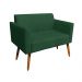 Kit 01 Namoradeira 02 Lugares e 01 Poltrona Marisa Suede Verde Pés Palito Castanho D'Rossi