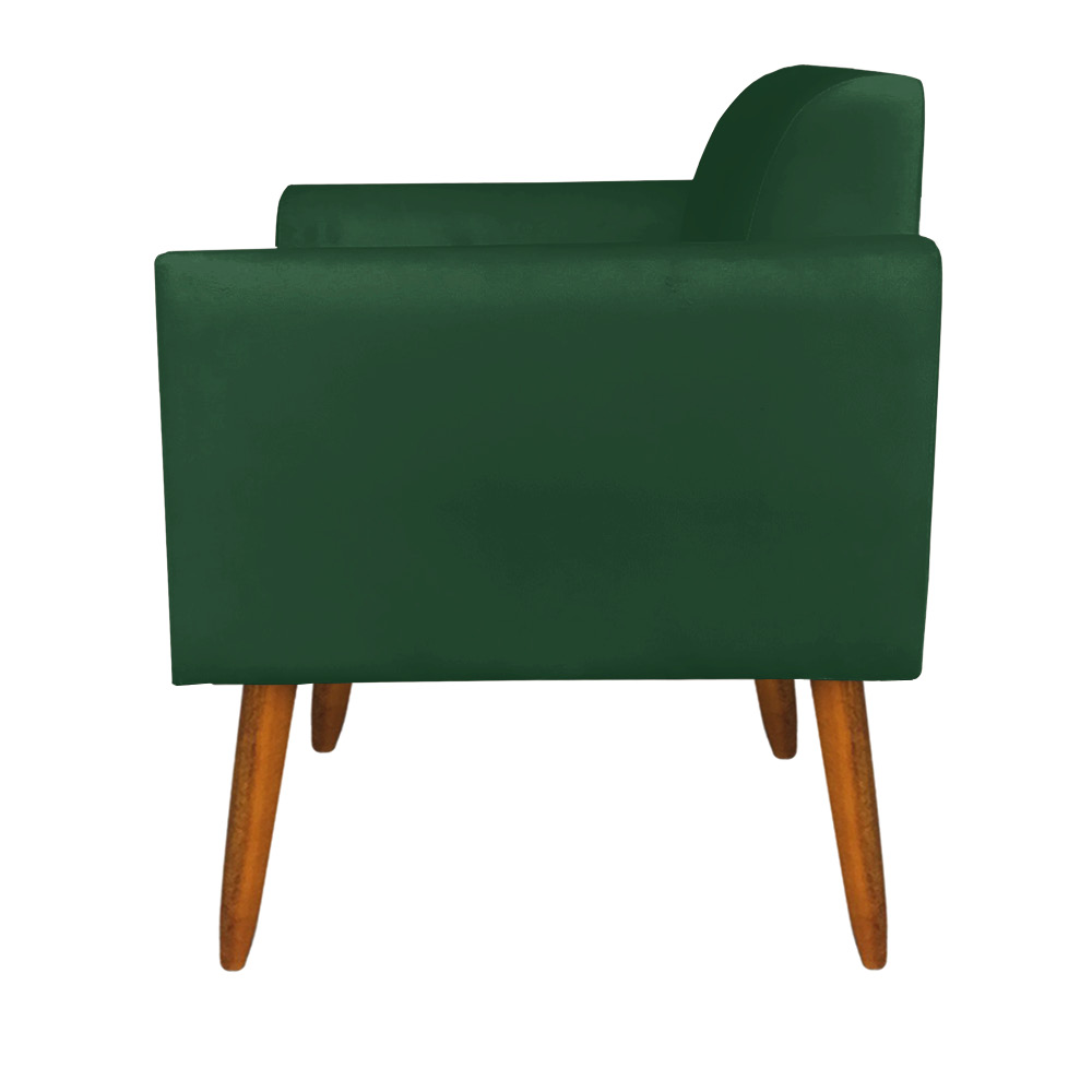 Kit 01 Namoradeira 02 Lugares e 01 Poltrona Marisa Suede Verde Pés Palito Castanho D'Rossi