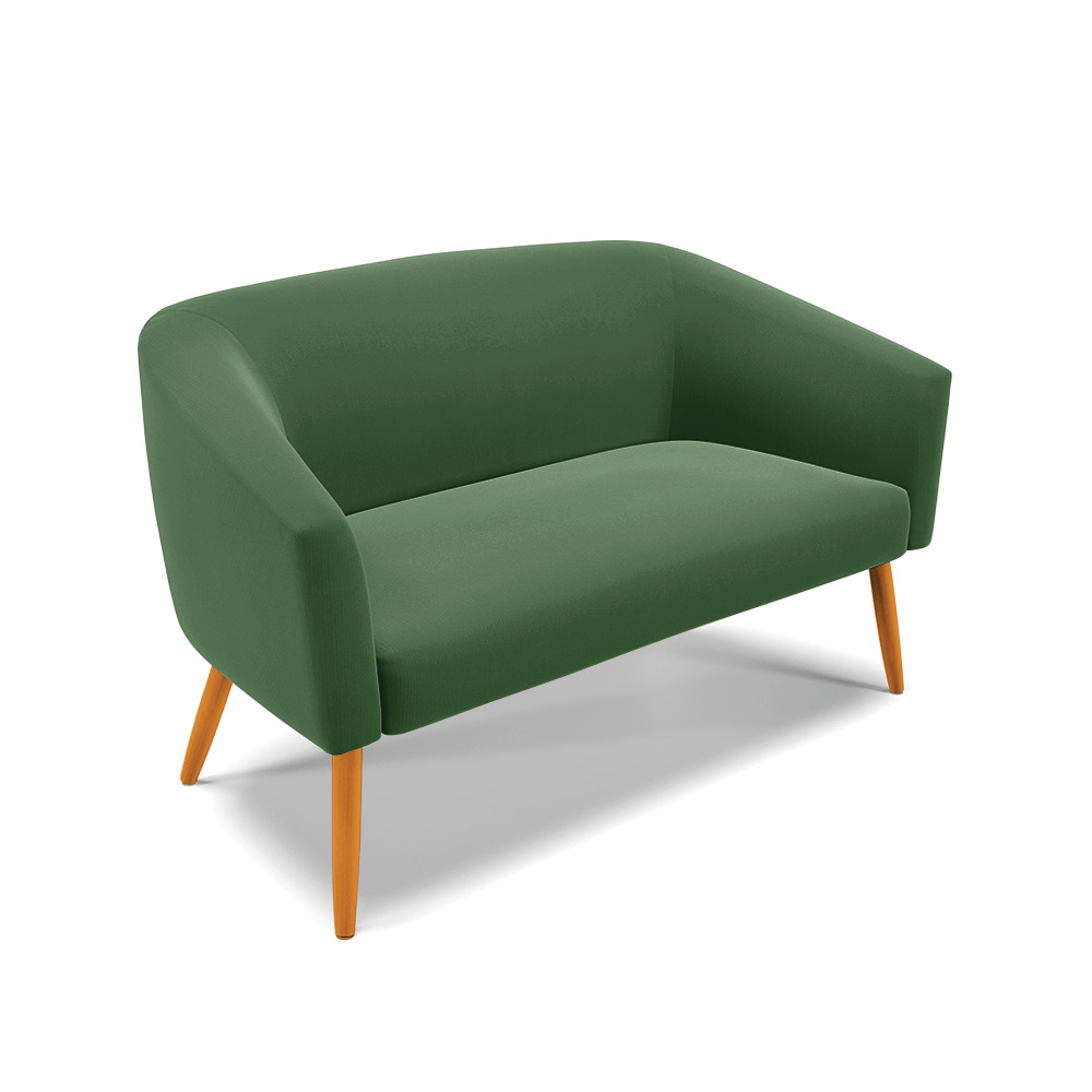 Kit 01 Namoradeira 02 Lugares e 01 Poltrona Stella Suede Verde Pés Palito Castanho D'Rossi