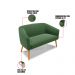 Kit 01 Namoradeira 02 Lugares e 01 Poltrona Stella Suede Verde Pés Palito Castanho D'Rossi