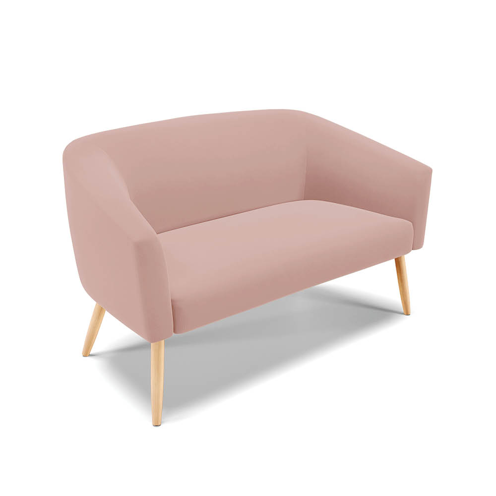 Kit 01 Namoradeira 02 Lugares e 01 Poltrona Stella Veludo Rosê Pés Palito Natural - D'Rossi
