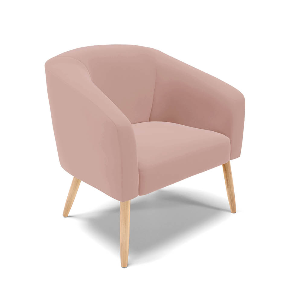 Kit 01 Namoradeira 02 Lugares e 01 Poltrona Stella Veludo Rosê Pés Palito Natural - D'Rossi