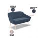 Kit 01 Namoradeira 02 Lugares e 02 Poltronas Giovana Suede Azul Marinho Pés Palito Natural - D'Rossi