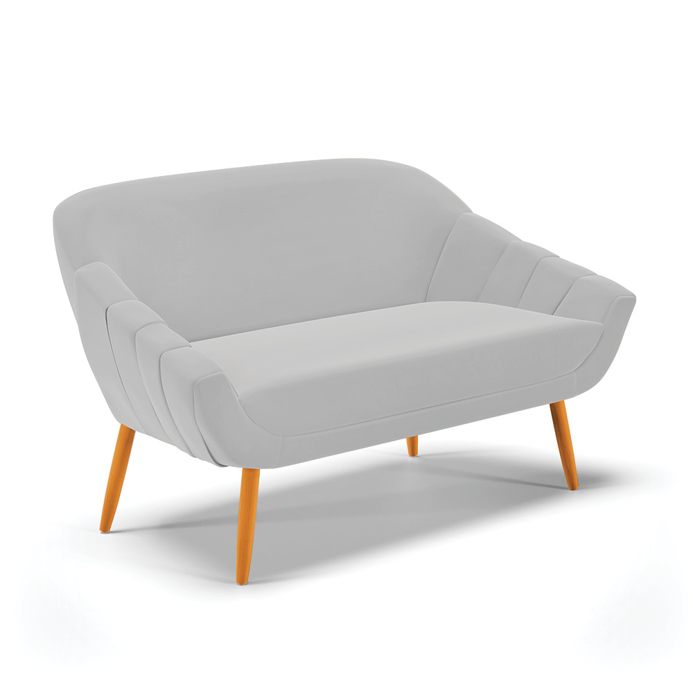 Kit 01 Namoradeira 02 Lugares e 02 Poltronas Giovana Suede Cinza Pés Palito Castanho - D'Rossi