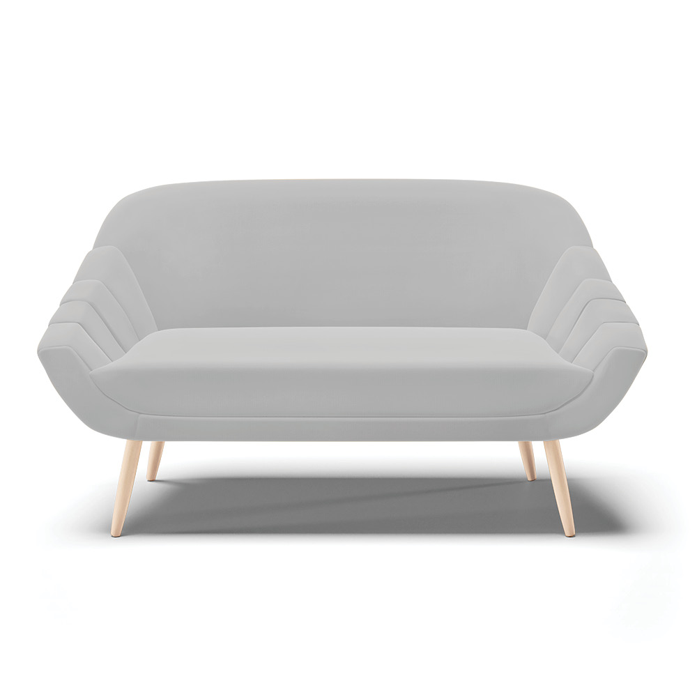 Kit 01 Namoradeira 02 Lugares e 02 Poltronas Giovana Suede Cinza Pés Palito Natural - D'Rossi