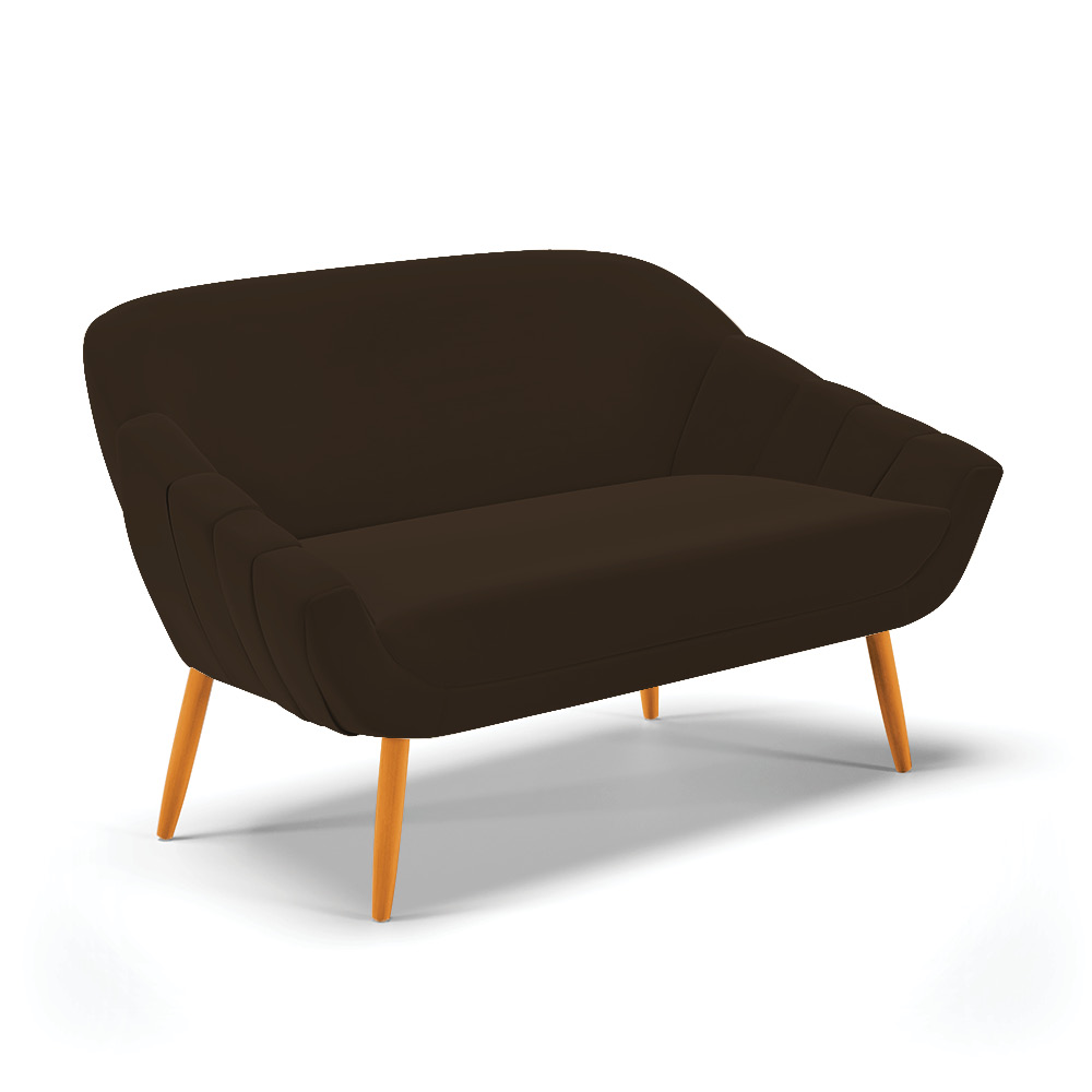 Kit 01 Namoradeira 02 Lugares e 02 Poltronas Giovana Suede Marrom Pés Palito Castanho - D'Rossi