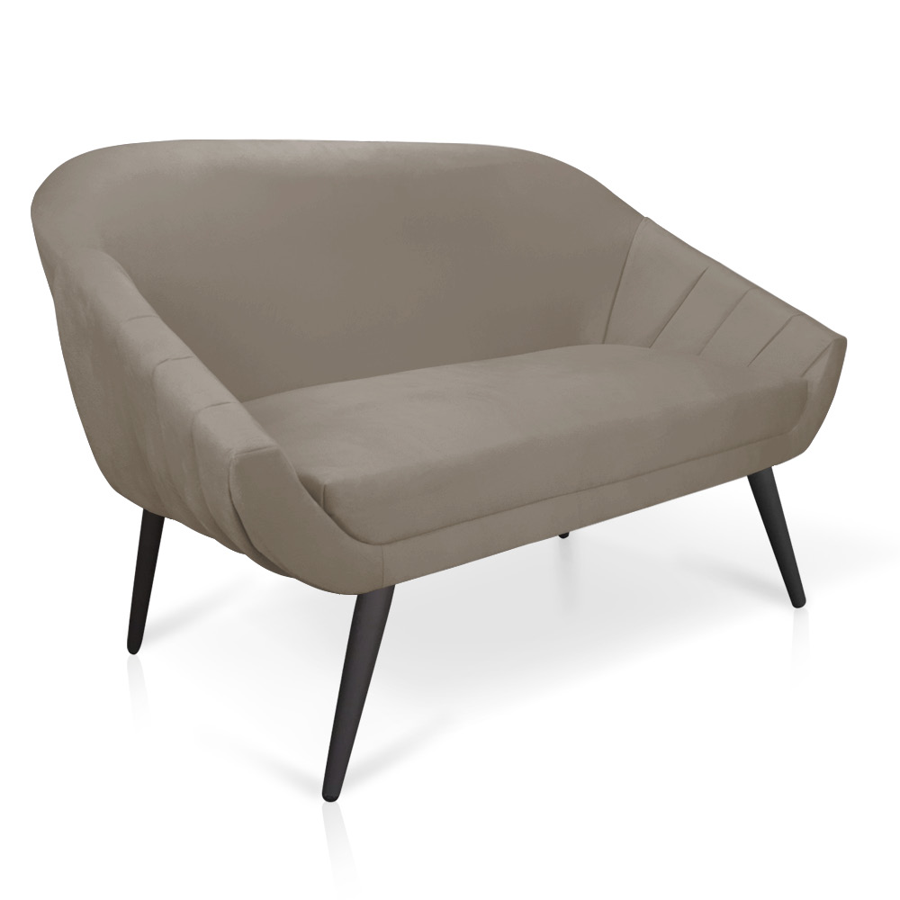 Kit 01 Namoradeira 02 Lugares e 02 Poltronas Giovana Suede Marrom Rato Pés Palito De Ferro - D'Rossi
