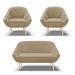 Kit 01 Namoradeira 02 Lugares e 02 Poltronas Giovana Suede Marrom Rato Pés Palito Natural - D'Rossi