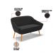 Kit 01 Namoradeira 02 Lugares e 02 Poltronas Giovana Suede Preto Pés Palito Castanho - D'Rossi