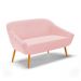 Kit 01 Namoradeira 02 Lugares e 02 Poltronas Giovana Suede Rosa Bebê Pés Palito Castanho - D'Rossi
