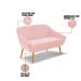 Kit 01 Namoradeira 02 Lugares e 02 Poltronas Giovana Suede Rosa Bebê Pés Palito Castanho - D'Rossi