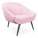 Kit 01 Namoradeira 02 Lugares e 02 Poltronas Giovana Suede Rosa Bebê Pés Palito De Ferro - D'Rossi