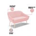 Kit 01 Namoradeira 02 Lugares e 02 Poltronas Giovana Suede Rosa Bebê Pés Palito Natural - D'Rossi