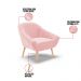 Kit 01 Namoradeira 02 Lugares e 02 Poltronas Giovana Suede Rosa Bebê Pés Palito Natural - D'Rossi