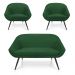 Kit 01 Namoradeira 02 Lugares e 02 Poltronas Giovana Suede Verde Pés Palito De Ferro - D'Rossi