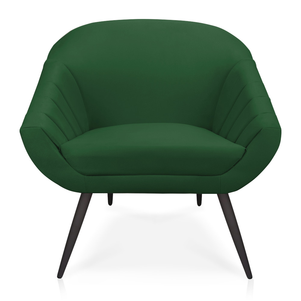 Kit 01 Namoradeira 02 Lugares e 02 Poltronas Giovana Suede Verde Pés Palito De Ferro - D'Rossi