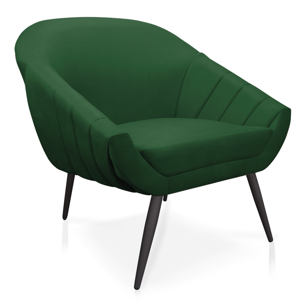 Kit 01 Namoradeira 02 Lugares e 02 Poltronas Giovana Suede Verde Pés Palito De Ferro - D'Rossi