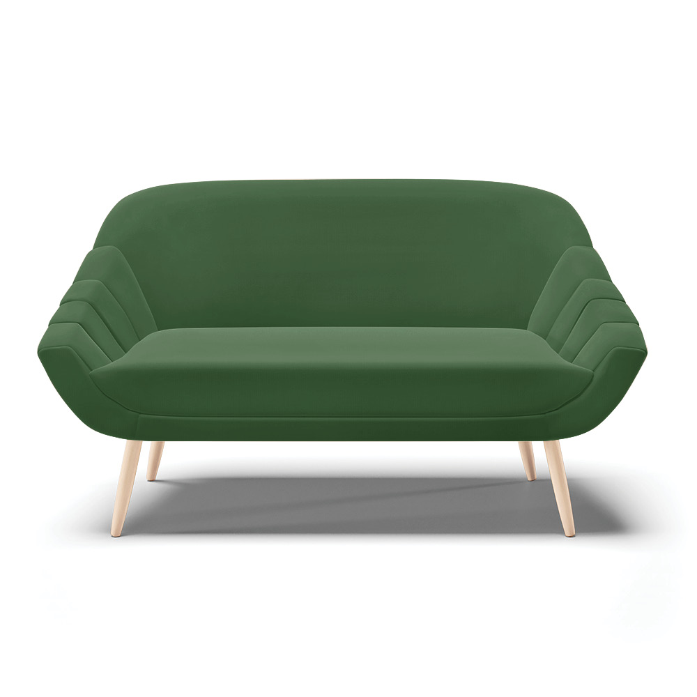 Kit 01 Namoradeira 02 Lugares e 02 Poltronas Giovana Suede Verde Pés Palito Natural - D'Rossi