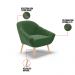 Kit 01 Namoradeira 02 Lugares e 02 Poltronas Giovana Suede Verde Pés Palito Natural - D'Rossi
