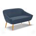 Kit 01 Namoradeira 02 Lugares e 02 Poltronas Giratória Giovana Suede Azul Marinho Base Madeira MA30 - D'Ross
