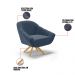 Kit 01 Namoradeira 02 Lugares e 02 Poltronas Giratória Giovana Suede Azul Marinho Base Madeira MA30 - D'Ross