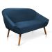Kit 01 Namoradeira 02 Lugares e 02 Poltronas Giratória Giovana Suede Azul Marinho Base Madeira MM30 - D'Rossi