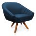 Kit 01 Namoradeira 02 Lugares e 02 Poltronas Giratória Giovana Suede Azul Marinho Base Madeira MM30 - D'Rossi