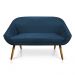 Kit 01 Namoradeira 02 Lugares e 02 Poltronas Giratória Giovana Suede Azul Marinho Base Madeira MM30 - D'Rossi