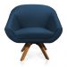 Kit 01 Namoradeira 02 Lugares e 02 Poltronas Giratória Giovana Suede Azul Marinho Base Madeira MM30 - D'Rossi