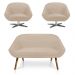 Kit 01 Namoradeira 02 Lugares e 02 Poltronas Giratória Giovana Suede Base Cromada - D'Rossi