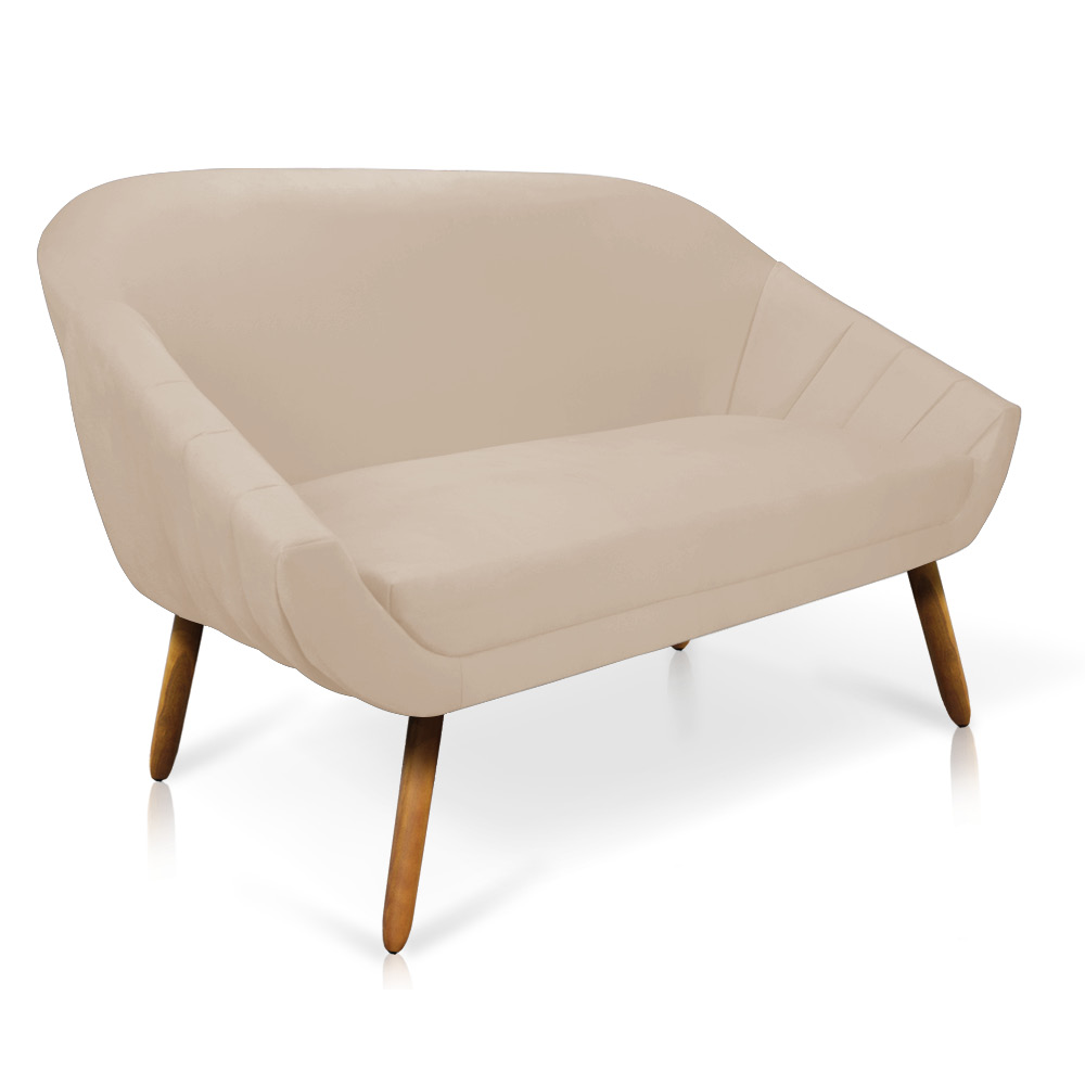 Kit 01 Namoradeira 02 Lugares e 02 Poltronas Giratória Giovana Suede Base Madeira MM30 - D'Rossi