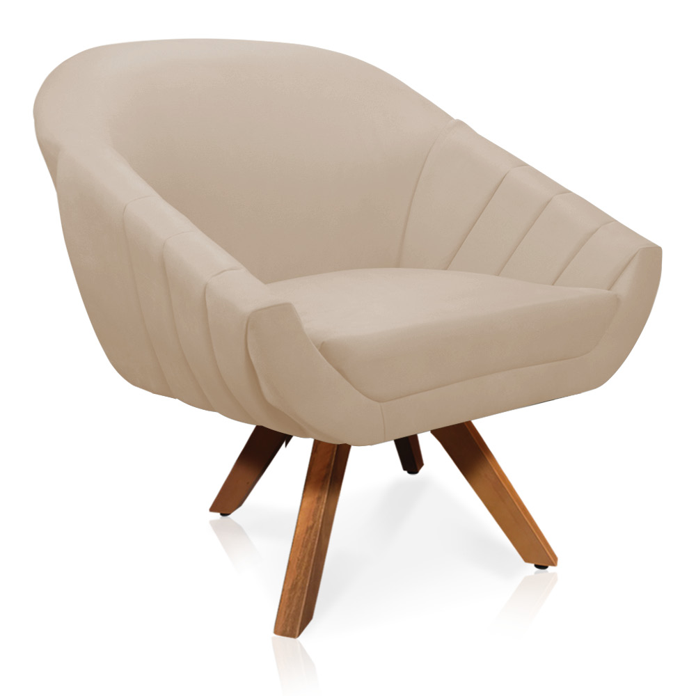 Kit 01 Namoradeira 02 Lugares e 02 Poltronas Giratória Giovana Suede Base Madeira MM30 - D'Rossi