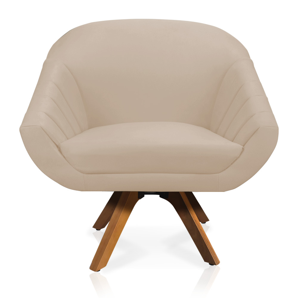 Kit 01 Namoradeira 02 Lugares e 02 Poltronas Giratória Giovana Suede Base Madeira MM30 - D'Rossi