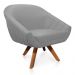 Kit 01 Namoradeira 02 Lugares e 02 Poltronas Giratória Giovana Suede Cinza Base Madeira MM30 - D'Rossi