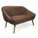 Kit 01 Namoradeira 02 Lugares e 02 Poltronas Giratória Giovana Suede Marrom Base Madeira MM30 - D'Rossi