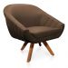 Kit 01 Namoradeira 02 Lugares e 02 Poltronas Giratória Giovana Suede Marrom Base Madeira MM30 - D'Rossi