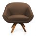 Kit 01 Namoradeira 02 Lugares e 02 Poltronas Giratória Giovana Suede Marrom Base Madeira MM30 - D'Rossi