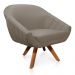 Kit 01 Namoradeira 02 Lugares e 02 Poltronas Giratória Giovana Suede Marrom Rato Base Madeira MM30 - D'Rossi
