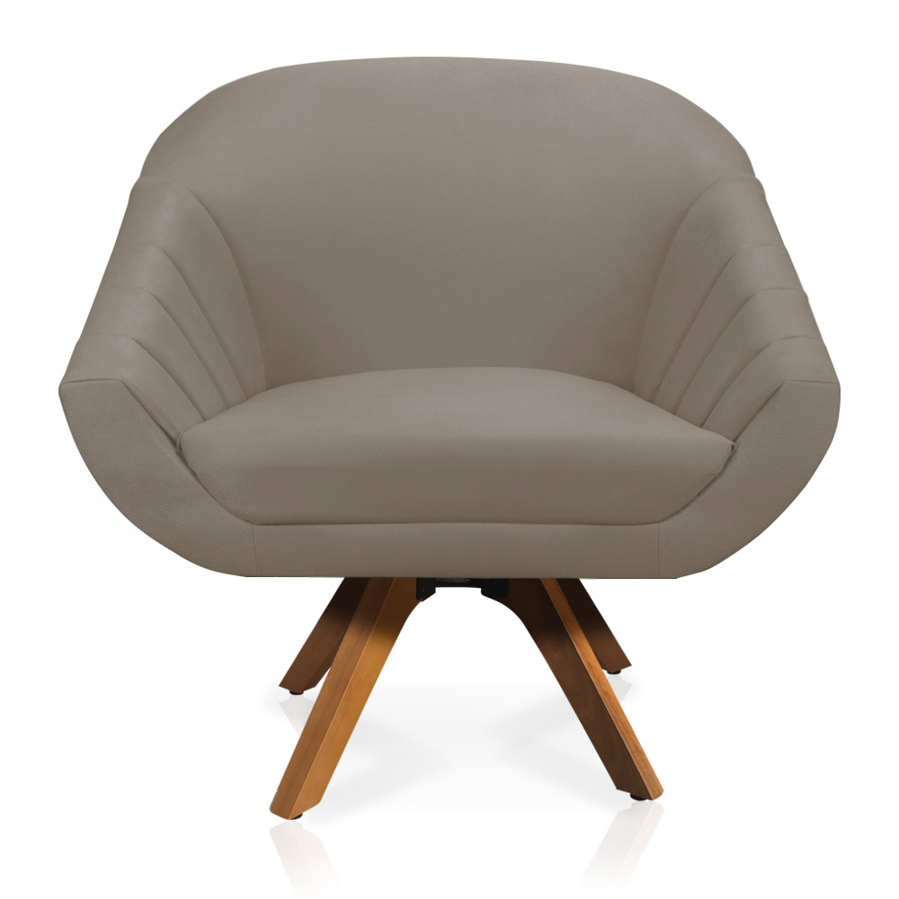 Kit 01 Namoradeira 02 Lugares e 02 Poltronas Giratória Giovana Suede Marrom Rato Base Madeira MM30 - D'Rossi