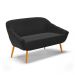 Kit 01 Namoradeira 02 Lugares e 02 Poltronas Giratória Giovana Suede Preto Base Madeira MA30 - D'Rossi
