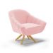 Kit 01 Namoradeira 02 Lugares e 02 Poltronas Giratória Giovana Suede Rosa Bebê Base Madeira MA30 - D'Rossi