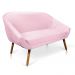 Kit 01 Namoradeira 02 Lugares e 02 Poltronas Giratória Giovana Suede Rosa Bebê Base Madeira MM30 - D'Rossi