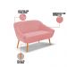 Kit 01 Namoradeira 02 Lugares e 02 Poltronas Giratória Giovana Suede Rose Base Madeira MA30 - D'Rossi