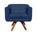 Kit 01 Namoradeira 02 Lugares e 02 Poltronas Giratória Julia Suede Azul Marinho Base Madeira MM30 D'Rossi