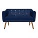 Kit 01 Namoradeira 02 Lugares e 02 Poltronas Giratória Julia Suede Azul Marinho com Strass Base Madeira MM30 D'Rossi
