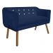 Kit 01 Namoradeira 02 Lugares e 02 Poltronas Giratória Julia Suede Azul Marinho com Strass Base Madeira MM30 D'Rossi