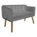 Kit 01 Namoradeira 02 Lugares e 02 Poltronas Giratória Julia Suede Grafite com Strass Base Madeira MM30 D'Rossi