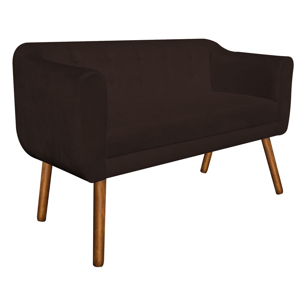 Kit 01 Namoradeira 02 Lugares e 02 Poltronas Giratória Julia Suede Marrom Base Madeira MM30 D'Rossi