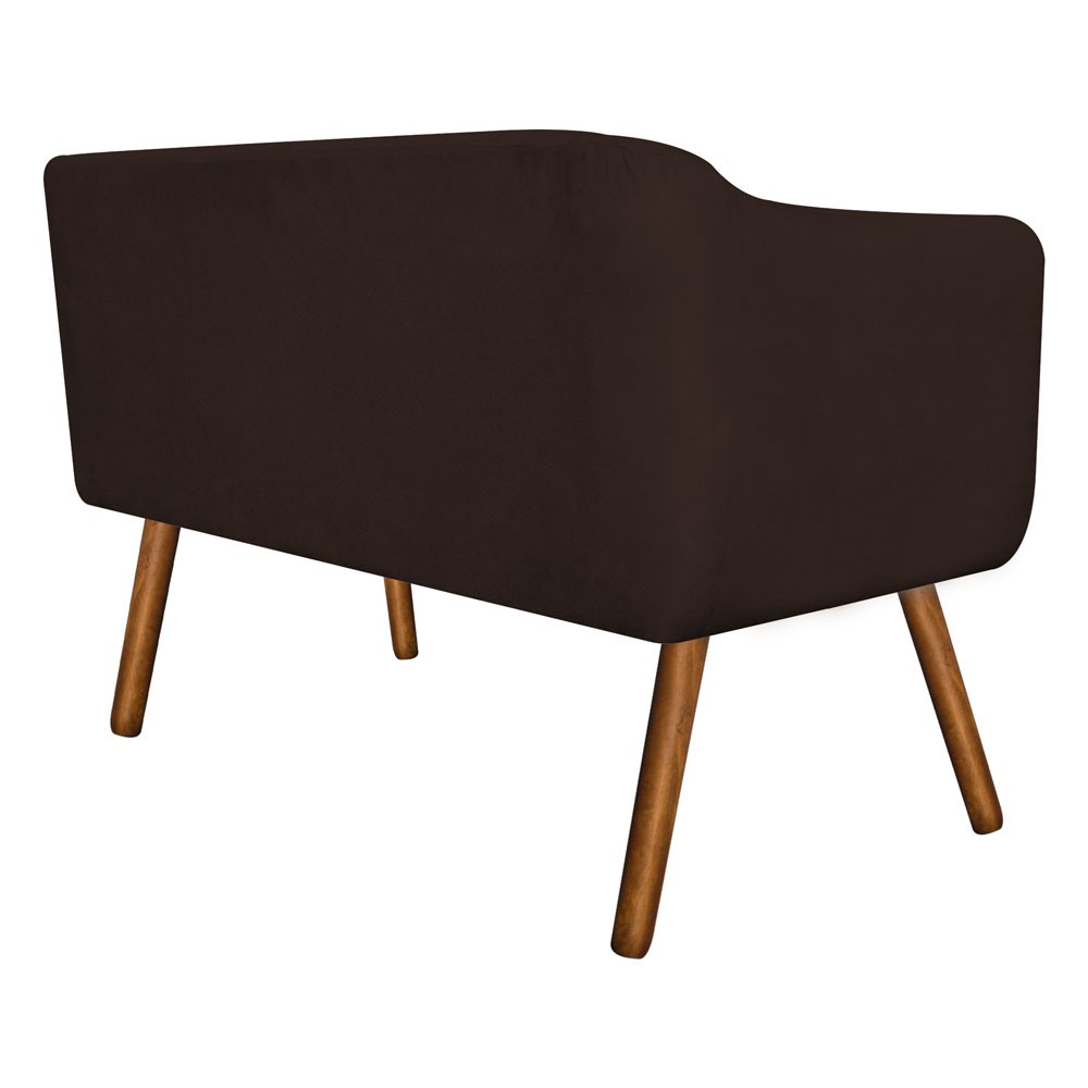 Kit 01 Namoradeira 02 Lugares e 02 Poltronas Giratória Julia Suede Marrom Base Madeira MM30 D'Rossi