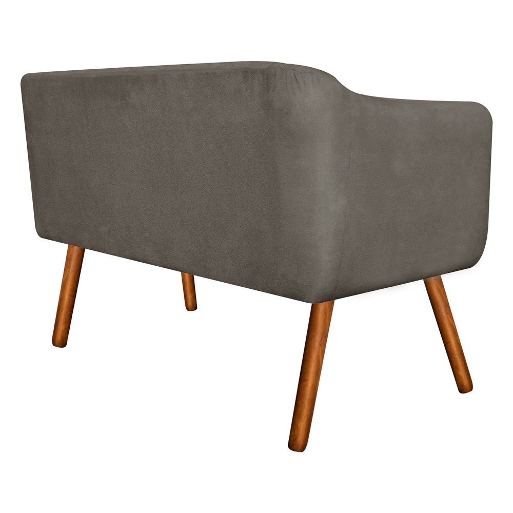 Kit 01 Namoradeira 02 Lugares e 02 Poltronas Giratória Julia Suede Marrom Rato Base Madeira MM30 D'Rossi